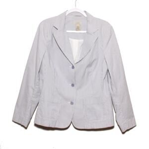 Vintage LL Bean Striped Blazer Jacket Size 12 Cotton Blend